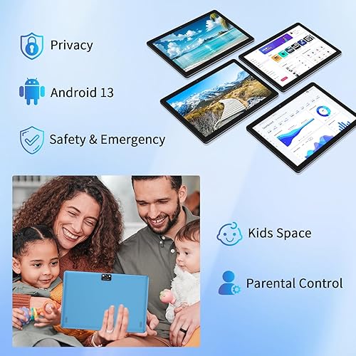 Miniatura 4 de NEWISION Tablet Android de 10 pulgadas, 64 GB+7 (3+4 expandir) GB1 TB expandible, batería de 6000 mAh, tableta PC 2 en 1 con teclado, funda y ratón,