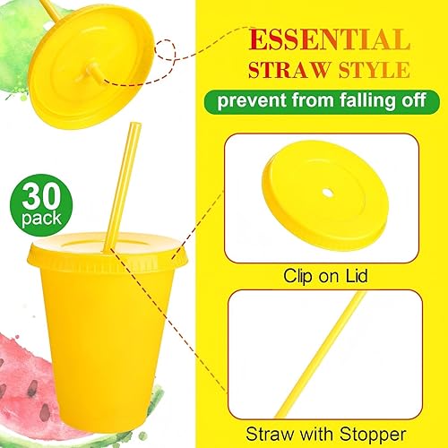 Miniatura 3 de Sieral Vasos con pajitas y tapas, vaso para niños con pajilla, botella de agua reutilizable, taza de viaje para café helado, vasos de plástico para