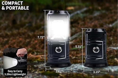 Miniatura 3 de KunHe Paquete de 5 linternas LED plegables portátiles de 1800 mAh, ligeras, impermeables, recargables, con USB, para interiores y exteriores, luz de