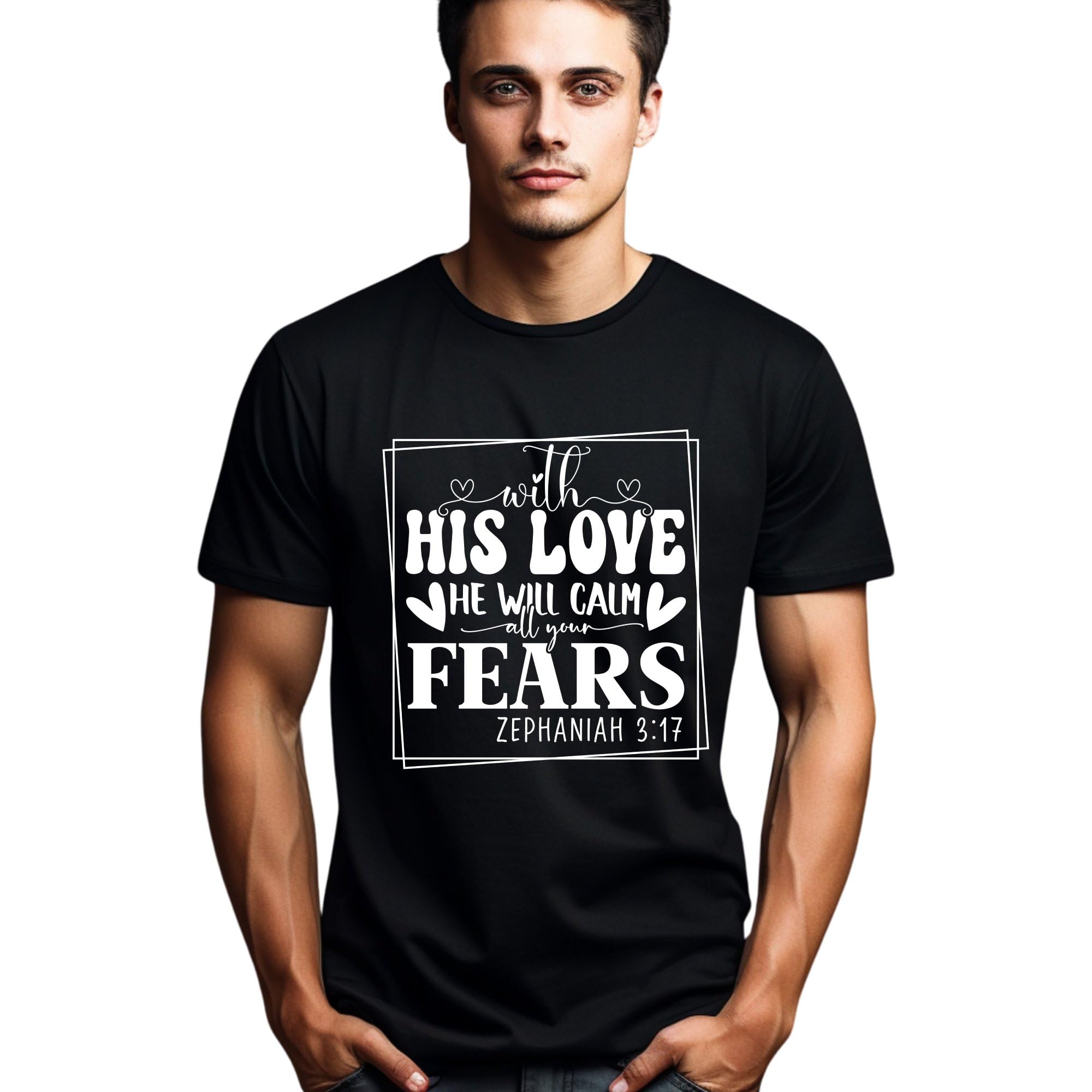 Seek Buy LoveInspirational Quote T-Shirt, Zephaniah 3:17 Bible Verse, Christian Faith Tee, Religious Gift, Love and Calm Graphic Shirt