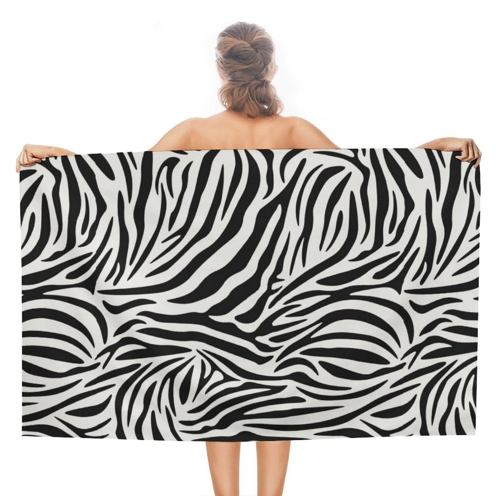 LEDFCVSU Beach Towel, Zebra Pattern Bath Towel, Absorbent Towel for Swimming, Sports, Travel