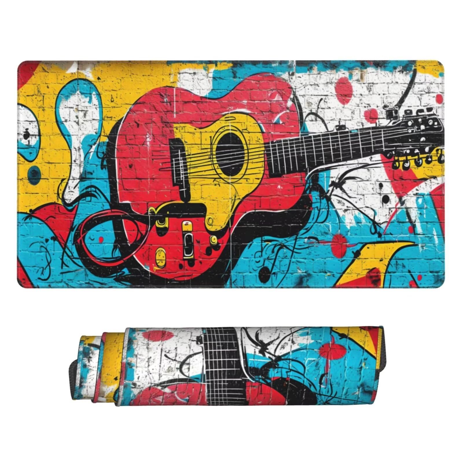 Tapis de Souris XXL 1200x600 mm, Couleur Tapis de Souris Guitare Tapis Souris XXL 120 X 60 CM, Antidérapant sous Main Bureau à Bords Cousus, Mouse Pad avec Surface en Caoutchouc antidérapant U-127
