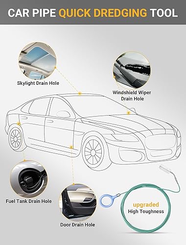 Miniatura 3 de Paquete de 2 herramientas de limpieza de drenaje de techo corredizo automático, cepillo de drenaje flexible de 78 pulgadas para automóvil, cepillo