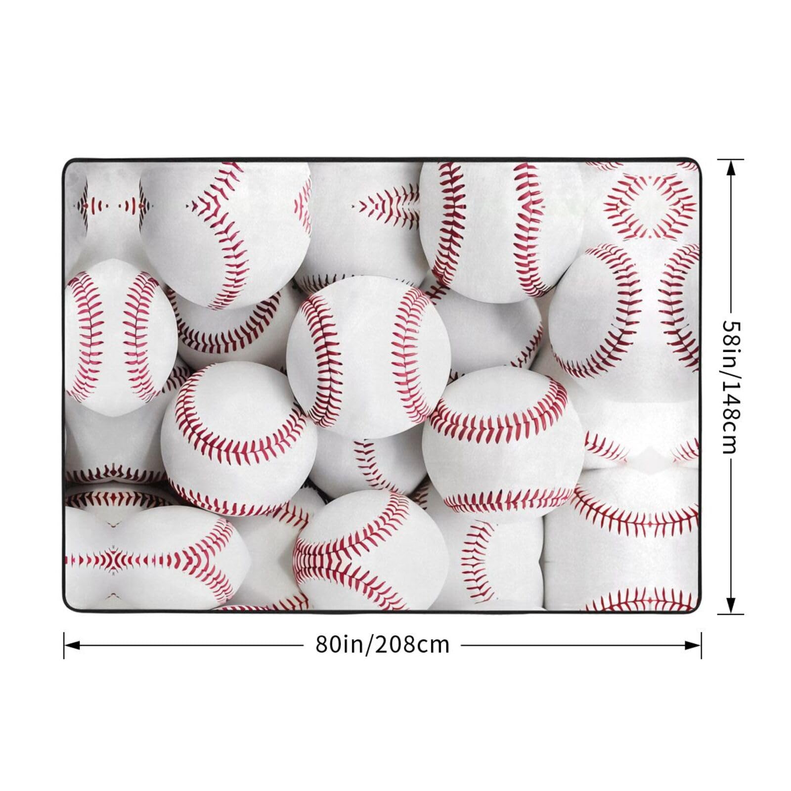 Tapis en fausse fourrure avec imprimé baseball - 203,2 x 147,3 cm - Ultra absorbant et confortable pour la maison, le bureau et au-delà