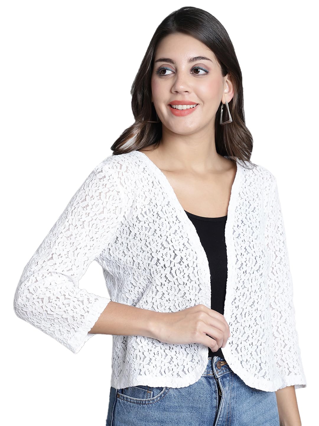 dressitude Women Self Design Lace Regular Front Open Shrug-picture-37