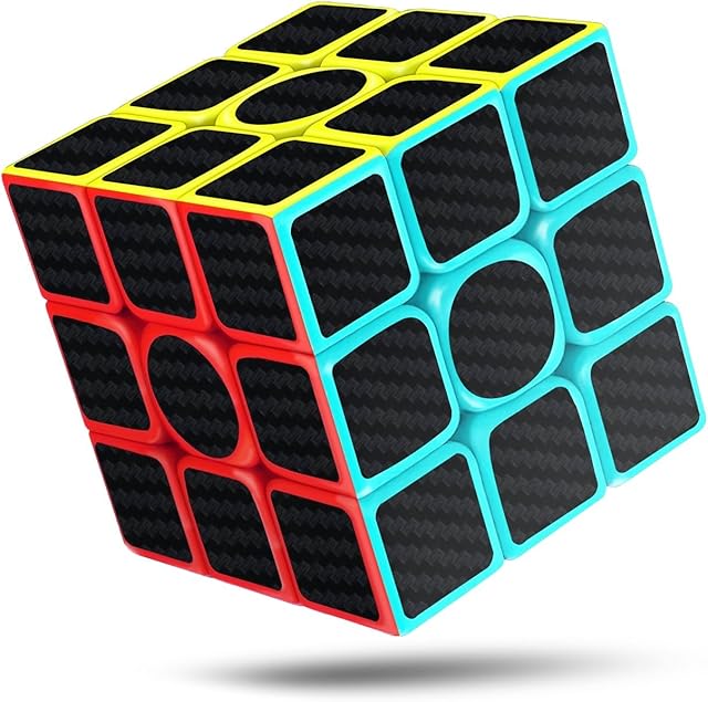CFMOUR Original Speed Cube 3x3 - Smooth Fast Carbon Fiber 3D Magic Cubes Vivid Colour Puzzles Toy, Enhanced Version, Black