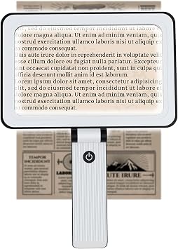 5X Magnifying Glass with Light,Foldable Acrylic Lenses Handheld Magnifying Glass,Lightweight Rectangular Magnifier for Seniors ReadingClose WorkObserve The Stamps