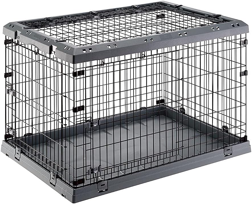 FerplastSuperior Hybrid ECO Dog Crate and Playpen, Environmentally Friendly Dog Crate Made with Recycled Plastic, 42-Inch, Gray