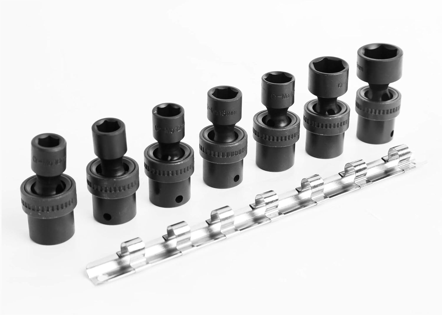 8-Piece 3/8-Inch Drive 6 Point Swivel Fractional Impact Socket Set, 10, 11, 12, 13, 14, 17, 19mm
