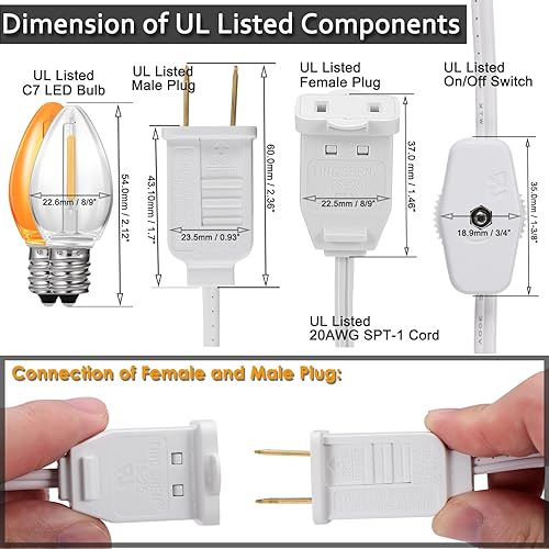 Miniatura 6 de Cable de luz con clip, cable accesorio con bombilla LED, base de candelabro E12, enchufe E12, luces de casa de pueblo de Navidad, luces de árboles