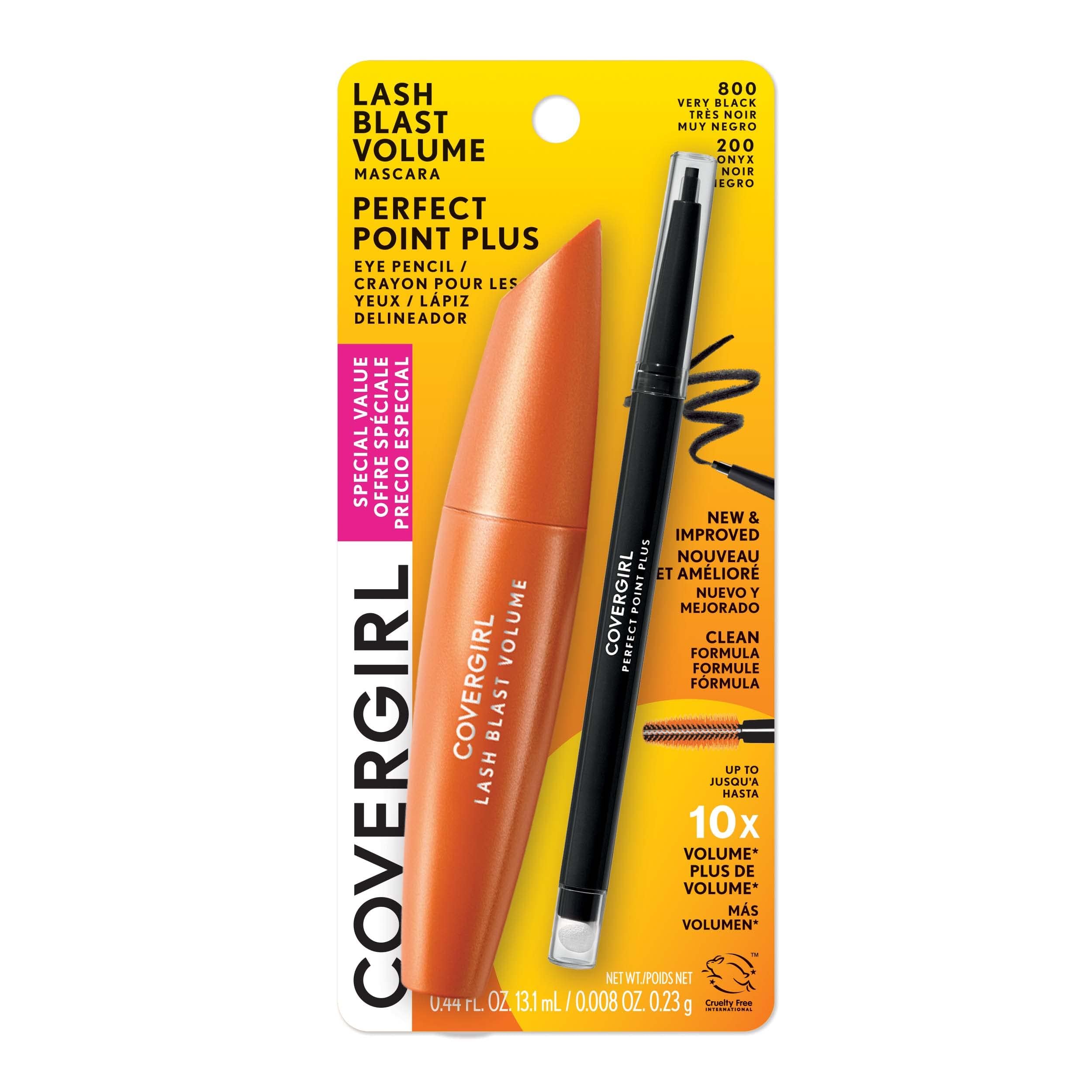 COVERGIRL Lash Blast Volume Mascara(Very Black) & Perfect Point Plus Eyeliner Pencil (Black Onyx) - Twin Pack 800 - Very Black 0.44 Fl Oz (Pack of 1)