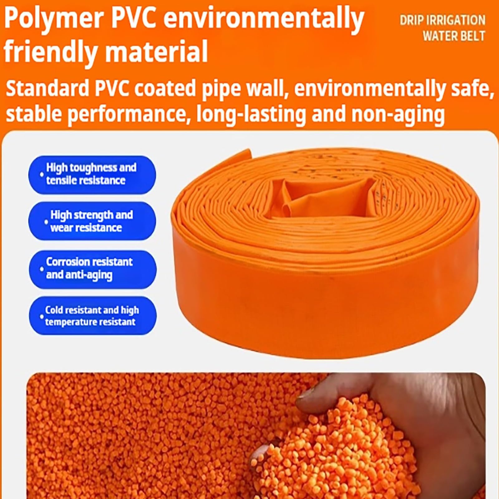 Tubo de manguera plano, manguera de descarga de PVC de 2 pulgadas para transferencia de agua, lavado a contracorriente de piscina, ideal para bombas de sumidero y riego, disponible en longitudes de 20