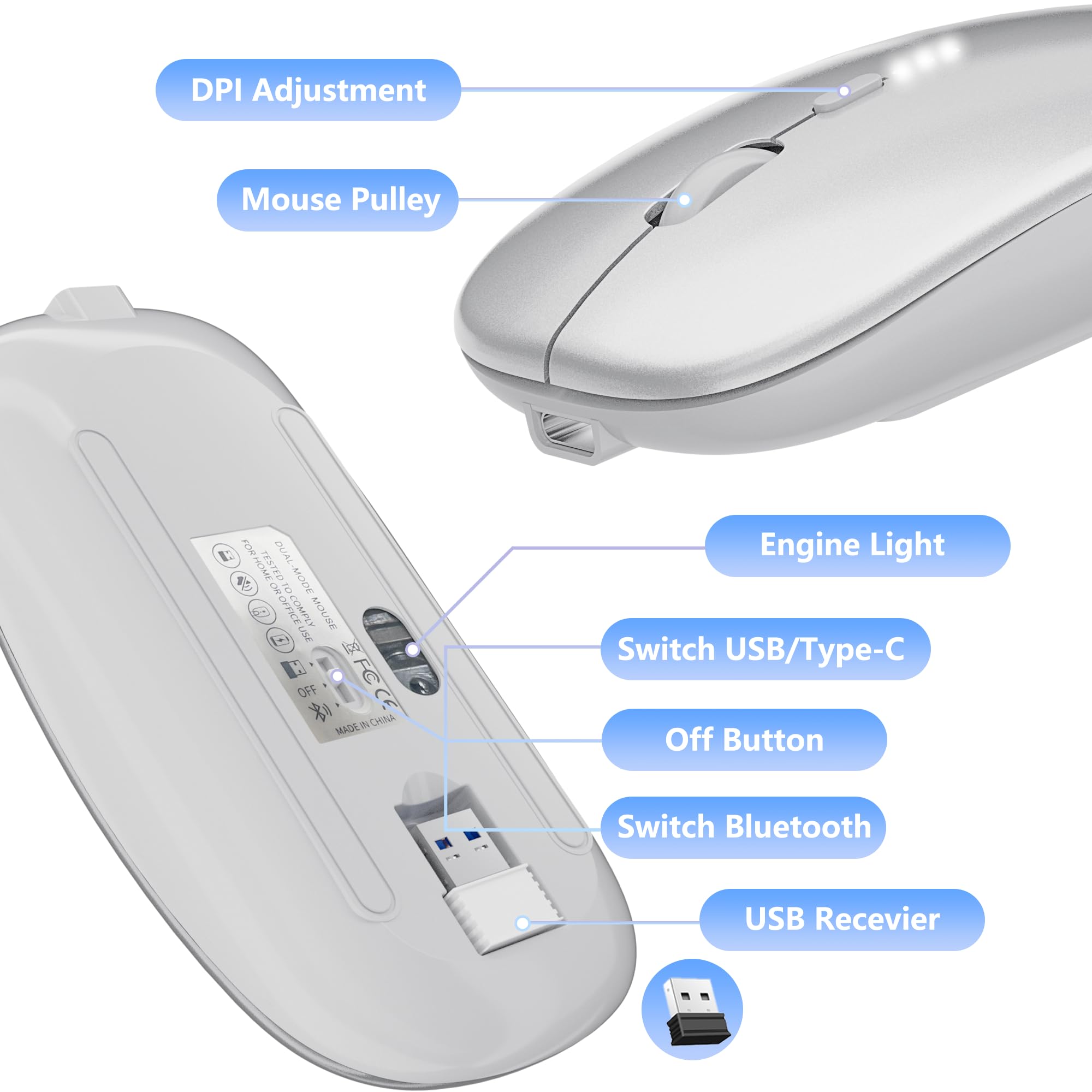 Amazon | 超薄型2.4Gオフィスワイヤレスマウス - ミュート充電ノート