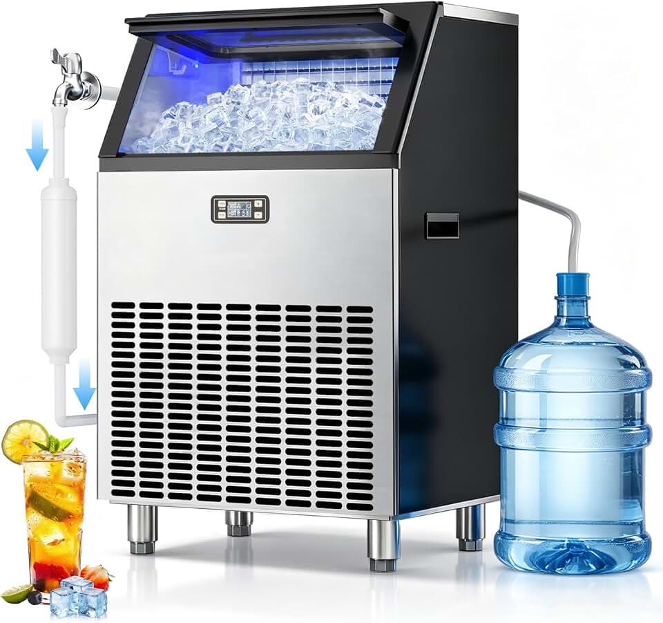 Mojgar Commercial Ice Maker, 350lbs/24H with 70lbs Storage Bin ETL Approval Global Recycled Standard