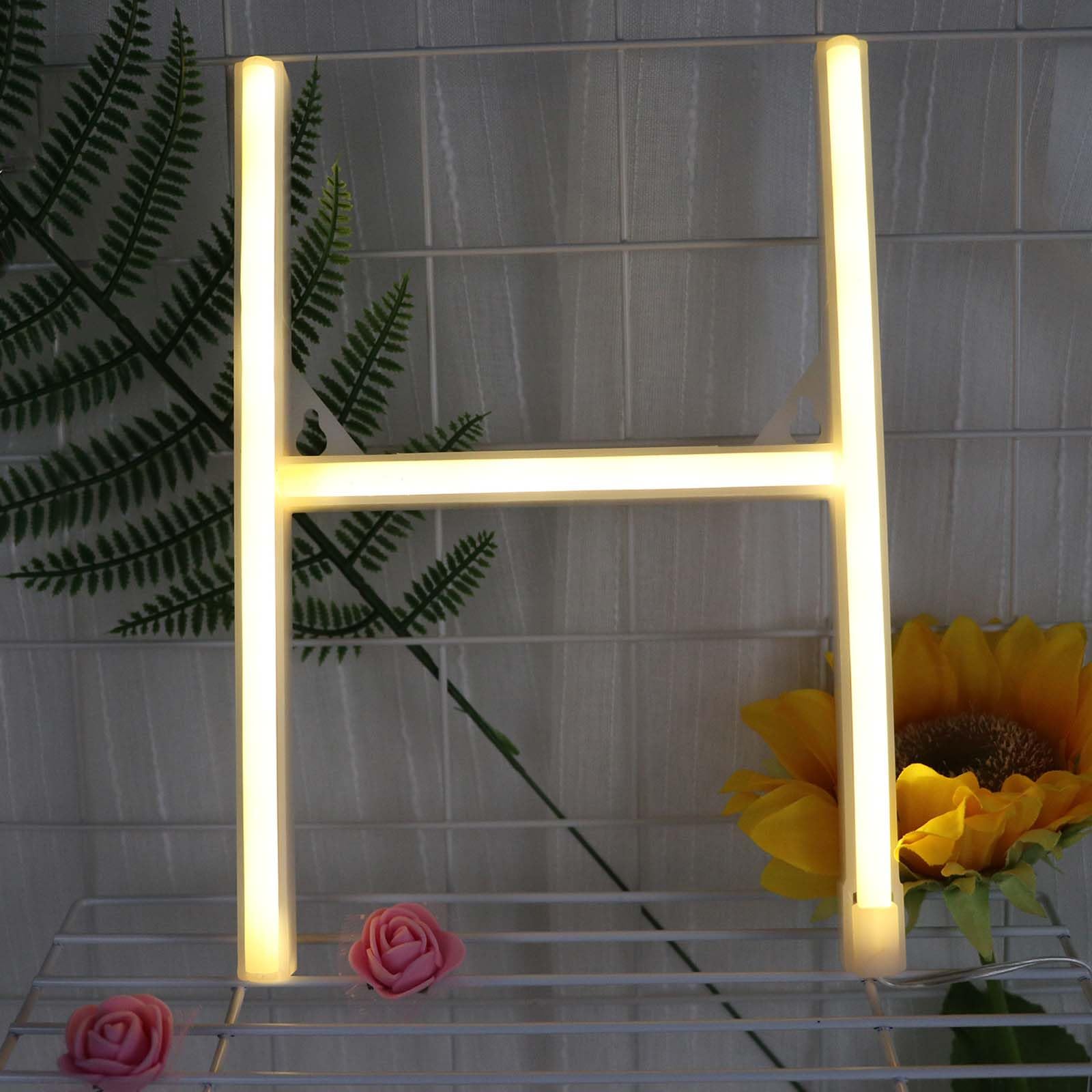 LED Neon Sign for Shop & Home Decor - Warm White Custom Letters with USB/Battery Power Bedroom Wall Wedding Party Cafe Bar Background（Letters H) — image 1