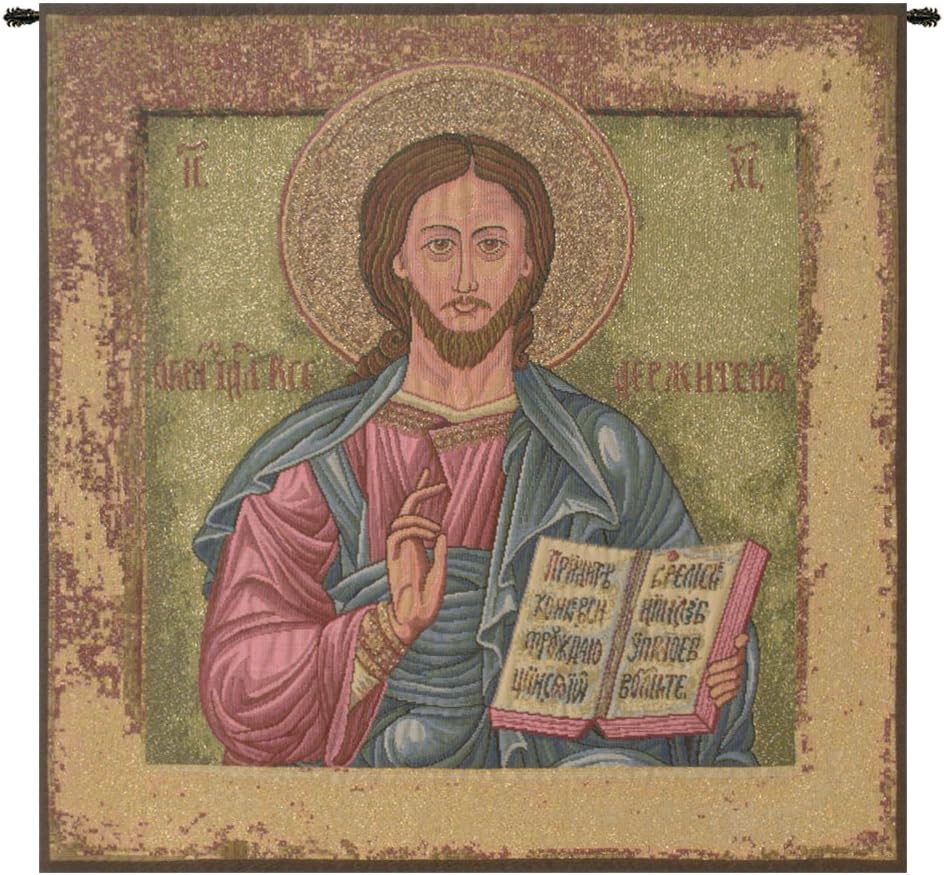 Charlotte Home Furnishings Inc. Christ Pantocrator Icon Italian Tapestry Wall Hanging 13 X 15 Inch Viscose Cotton And Polyester Blend Wall Art Perfect For Home Decor And Wall Decor