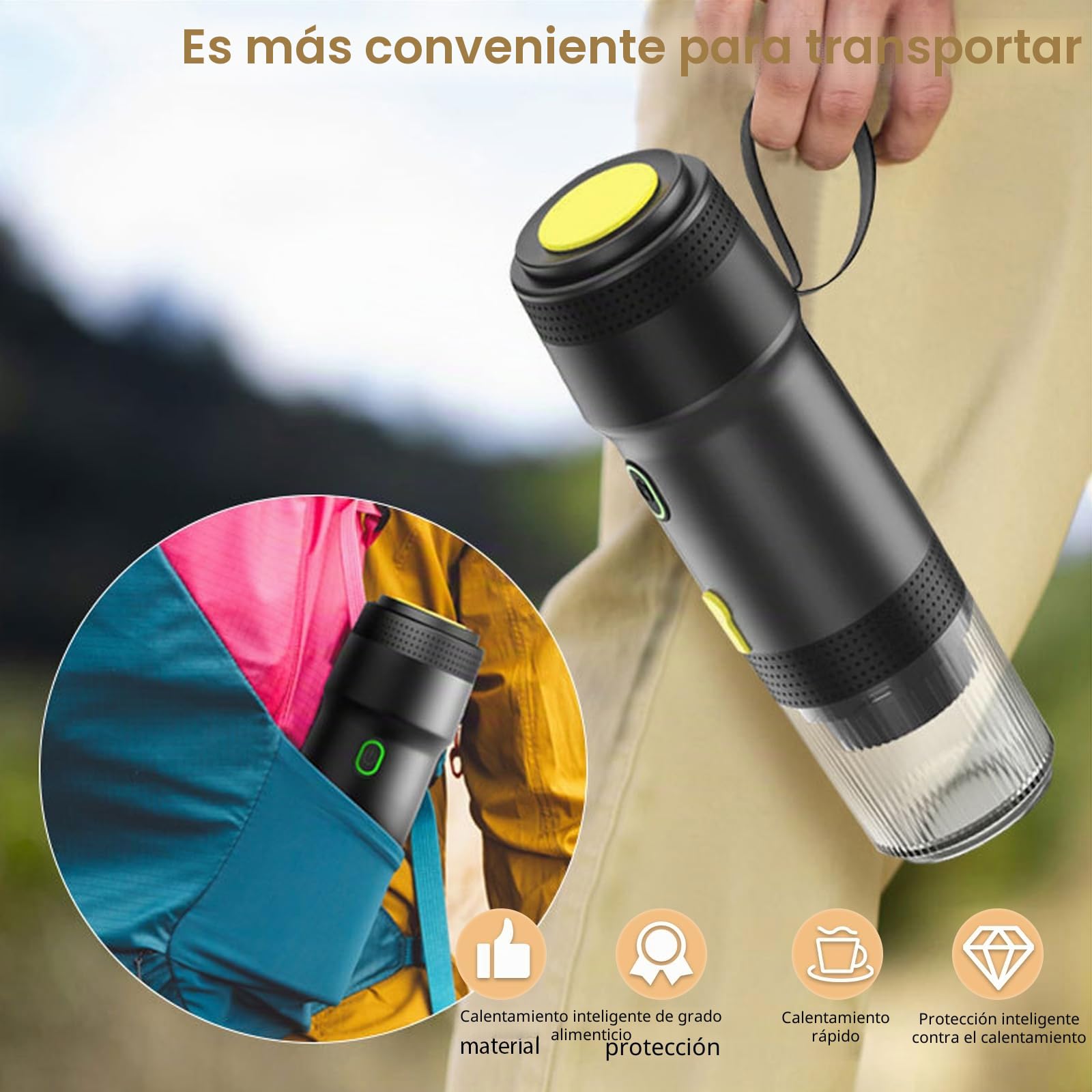 Leikurvo Espresso portátil, 3-en-1 Mini cafetera con batería, Camping cafetera para café molido NS-cápsulas, Travel cafetera para camping viajes coche, Rápido autocalentamiento