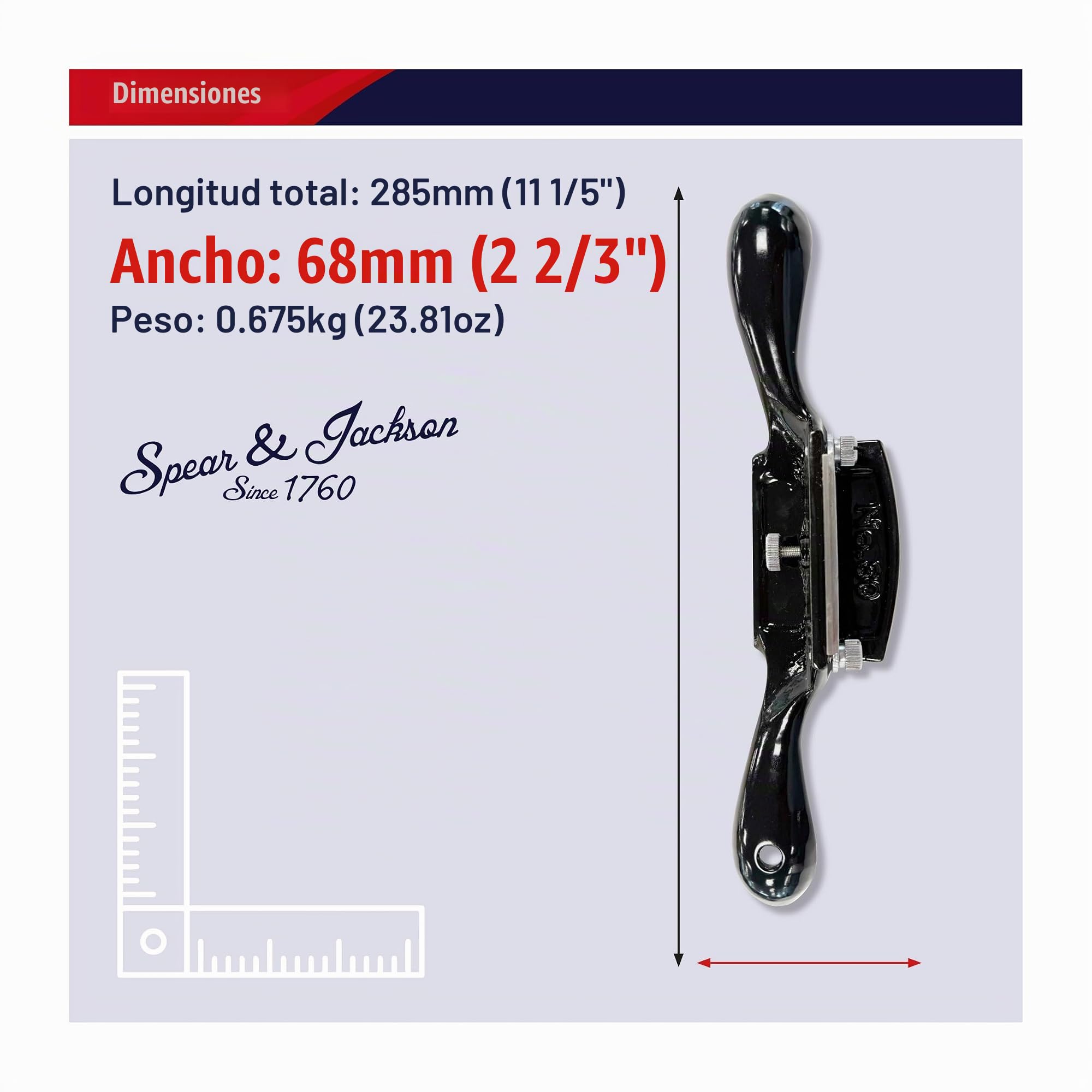 Spear & Jackson CABSCRAP Cepillo Rascador de Carpintería con Cuchilla Ajustable de Acero al Carbono y Cuerpo de Hierro Fundido para Alisar y Acabar Superficies de Madera