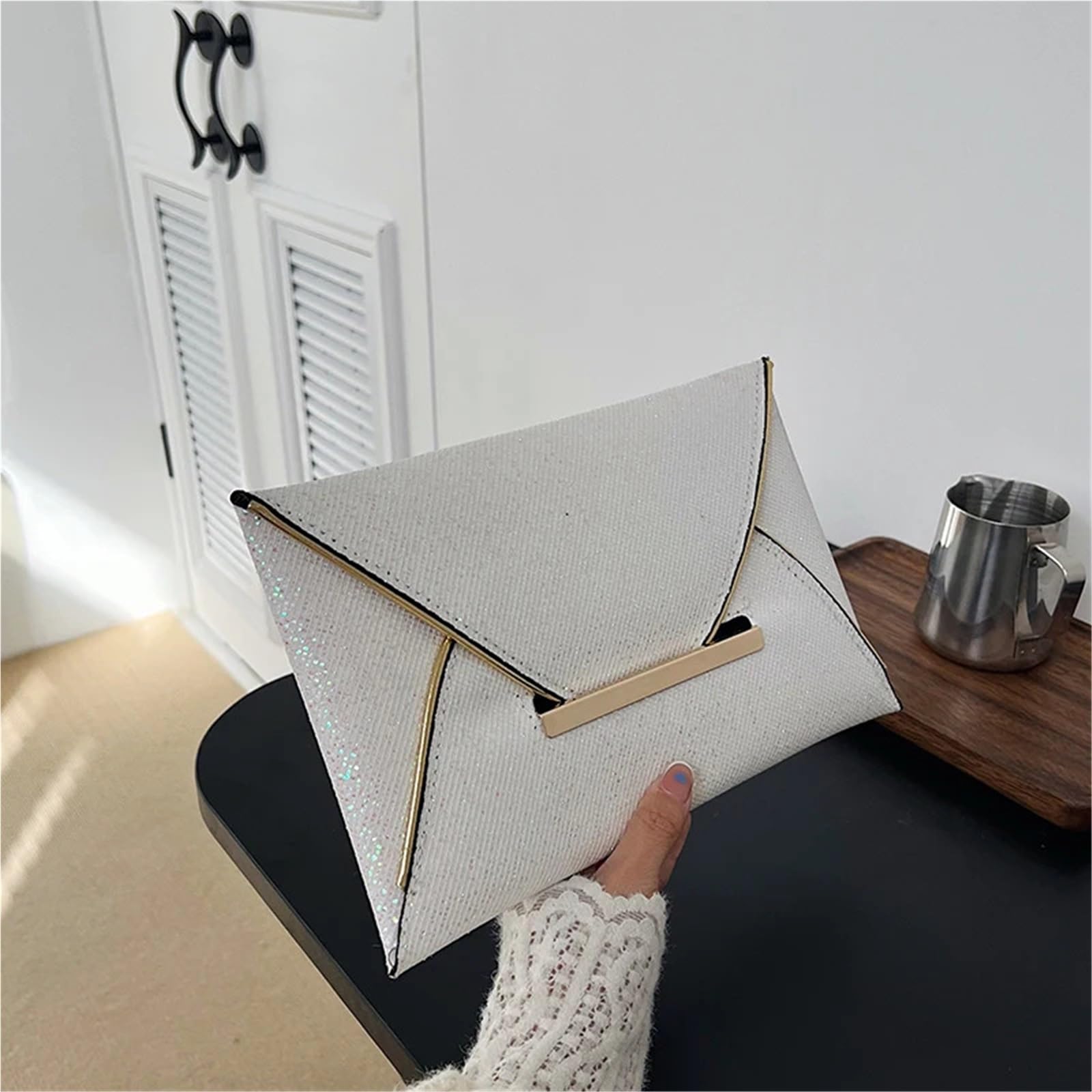 Borsa da donna con glitter sera paillettes tinta unita polso pochette elegante bling Portafoglio esterno femminile Per Donna(Gold)
