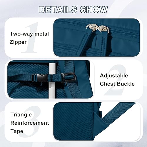 Vista 396 de VECAVE Mochila de viaje para laptop, mochila aprobada para vuelos,Mochila deportiva para universidad casual, E-peacockblue, Mochila para laptop