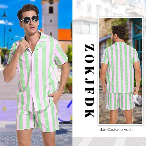 Miniatura 3 de Disfraz de hombre para adultos, trajes de playa, camisa, pantalones cortos, disfraz de muñeca para fiesta de Halloween