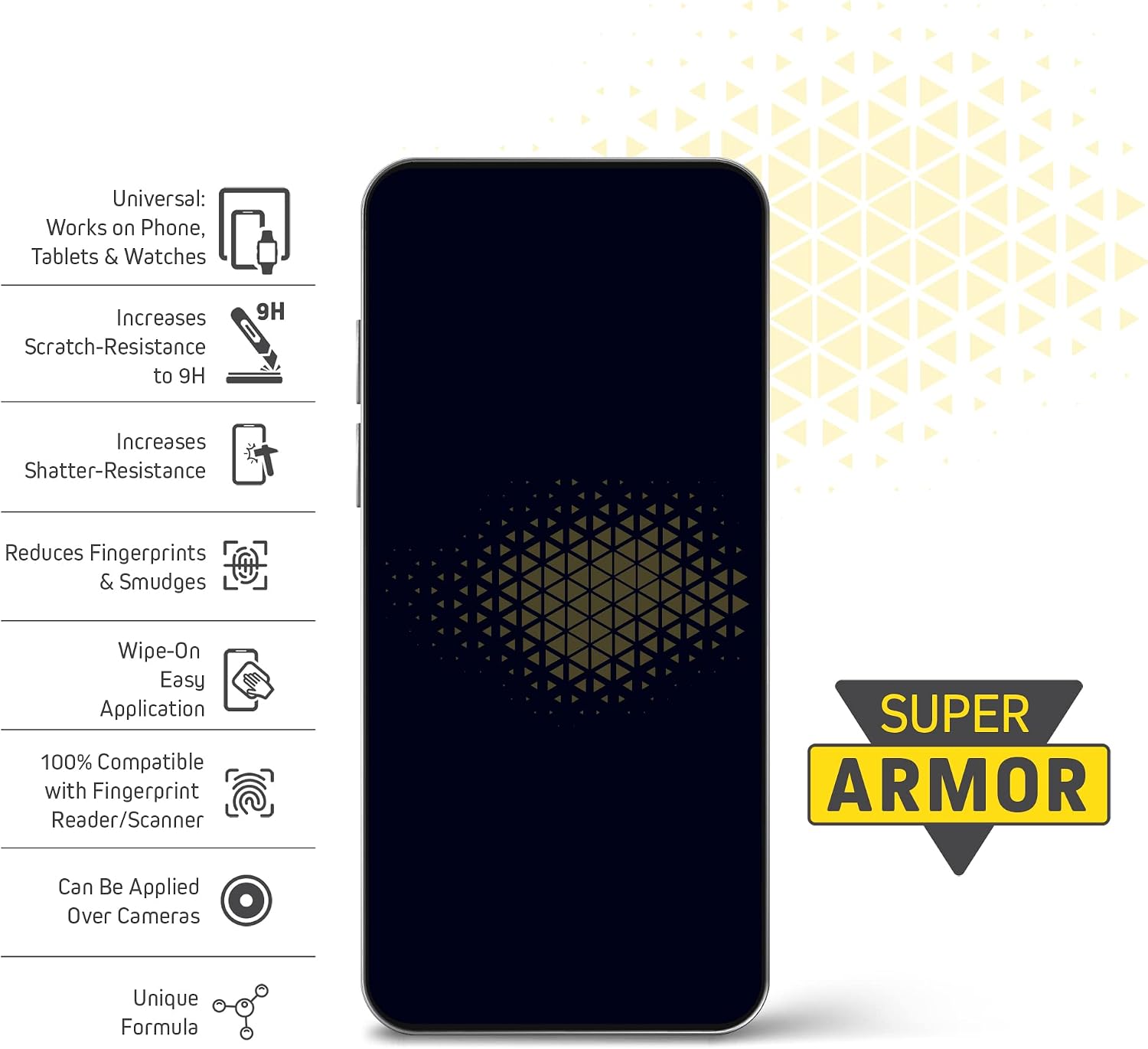 SUPER ARMOR Liquid Glass Screen Protector - Wipe On Scratch and Shatter Resistant Nano Protection for All Phones Tablets Smart Watches Universal