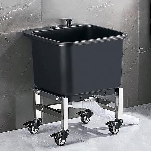 QQXX Fregadero de trapeador de piso con lavabo profundo, fregadero de fregona extraíble con ruedas, fregadero de utilidad de pie, bañera de