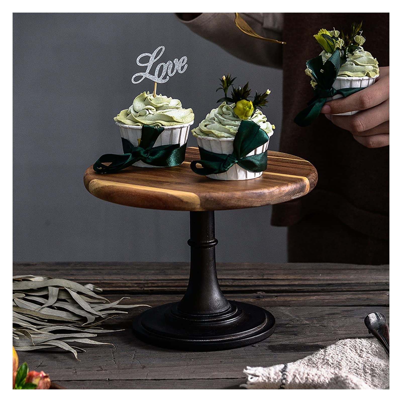 SUNESA Présentoir à Gâteau Support de Plateau de gâteau de Jambe Haute en Bois, Plateau d'accessoires, présentoir de Dessert de Dessert, Plate-Forme de gâteau en Bois Stand de Gâteaux (Size : L)