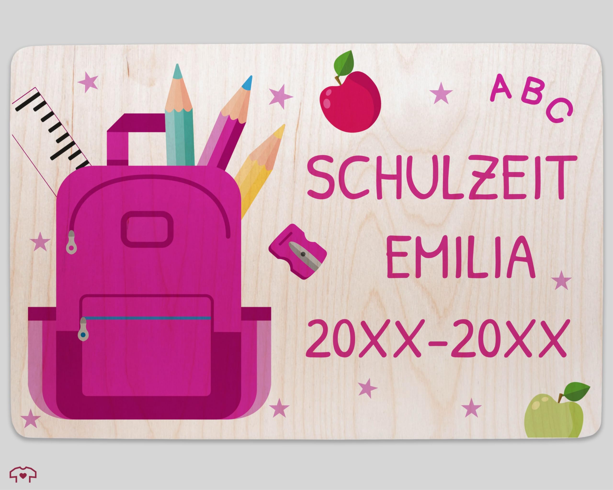Holzkiste Erinnerungsbox - Schulzeit Erinnerungen Geschenk | 1 Schuljahr Mädchen Geschenk Einschulung | Schulanfang Geschenke - 30 x 20 x 14 - Holz - box einschulung￼ personalisierte geschenkbox
