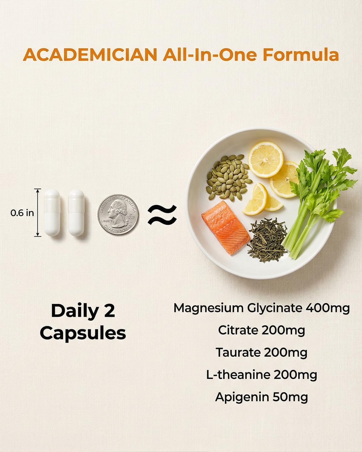 Magnesium Citrate Capsules L Theanine Supplement 200mg Magnesium Glycinate Taurate 400mg Apigenin Supplement L-Theanine Citrate 500mg 250 mg - 120 Count
