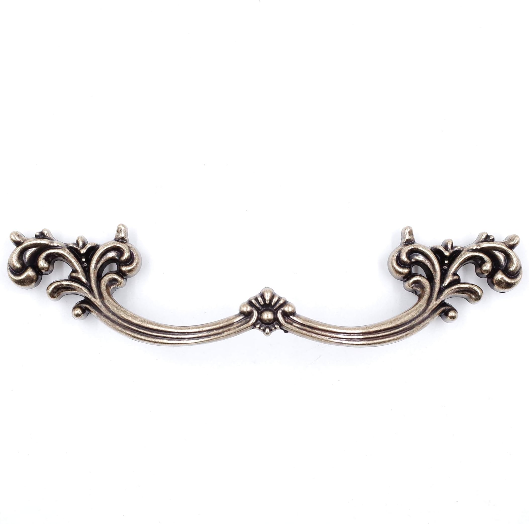 Jetland French Provincial Drawer Pulls - 4-Pack, Antique Brass, 4" Hole Centers, Vintage Shabby Chic Pulls for Dresser Nightstand Cabinet, PW1619ABR102