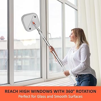 Spin Mop and Bucket Set for Floor Cleaning – Compact Cleaning System with 360° Rotating Head, 2 Refill Microfibre Pads, Squeeze Wringer Washing Dry Mop Set (Square Mop & Bucket with 2 Pads)