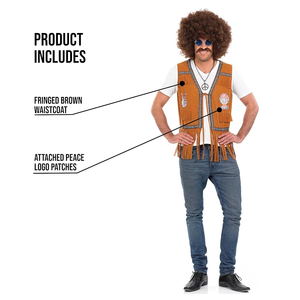 Caxndycing Herren Fransen Weste - Hippie Cowboy Wildleder Look