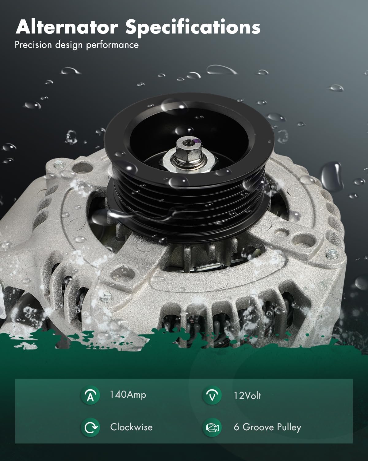 SCITOO Alternator Fits for Buick for Park Avenue 3.8L 2004-2005 12V 140Amp CW 6 Groove Pulley High Output Alternator 104210-3310 25758345 1042103310 1042104990 10394201 15812949 25758345