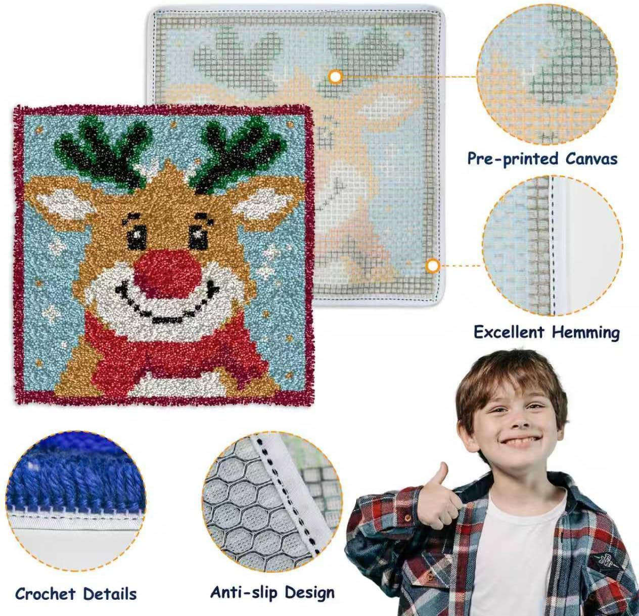 Yglnden Latch Hook Kits for Adults,DIY Rug Crafts Bees Pattern Color Printed Canvas,Latch Hook Kits for Beginners Handmade Needlework Crafts Home Decoration,12"x12" image 4