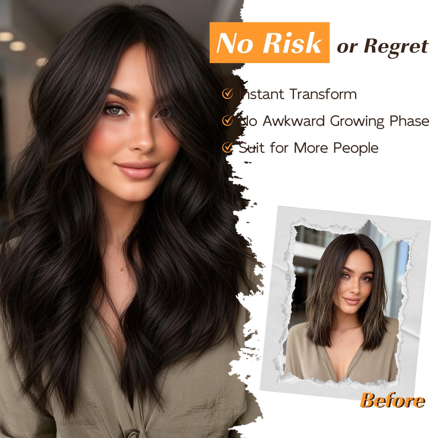RunM Short Wavy Wigs for Women Bob Wavy Wig T-Part Lace Hairline Style Synthetic Heat Resistant Fiber Hair for Daily Work Use Chocolate Brown