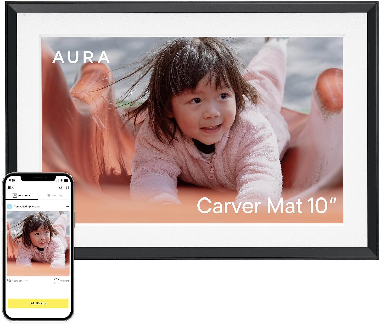 HD Digital Picture Frame | Carver Mat: The Best Frame for Gifting | Wirecutter's best digital frame, no subscription , free unlimited photos and videos, 1-minute set up, gift-ready