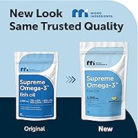 Vista 2 de Micro Ingredients Supreme Omega-3 Aceite de pescado con EPA y DHA ultra altos, cápsulas blandas sin eructos rTG Omega-3 con vitamina D3 Pescado