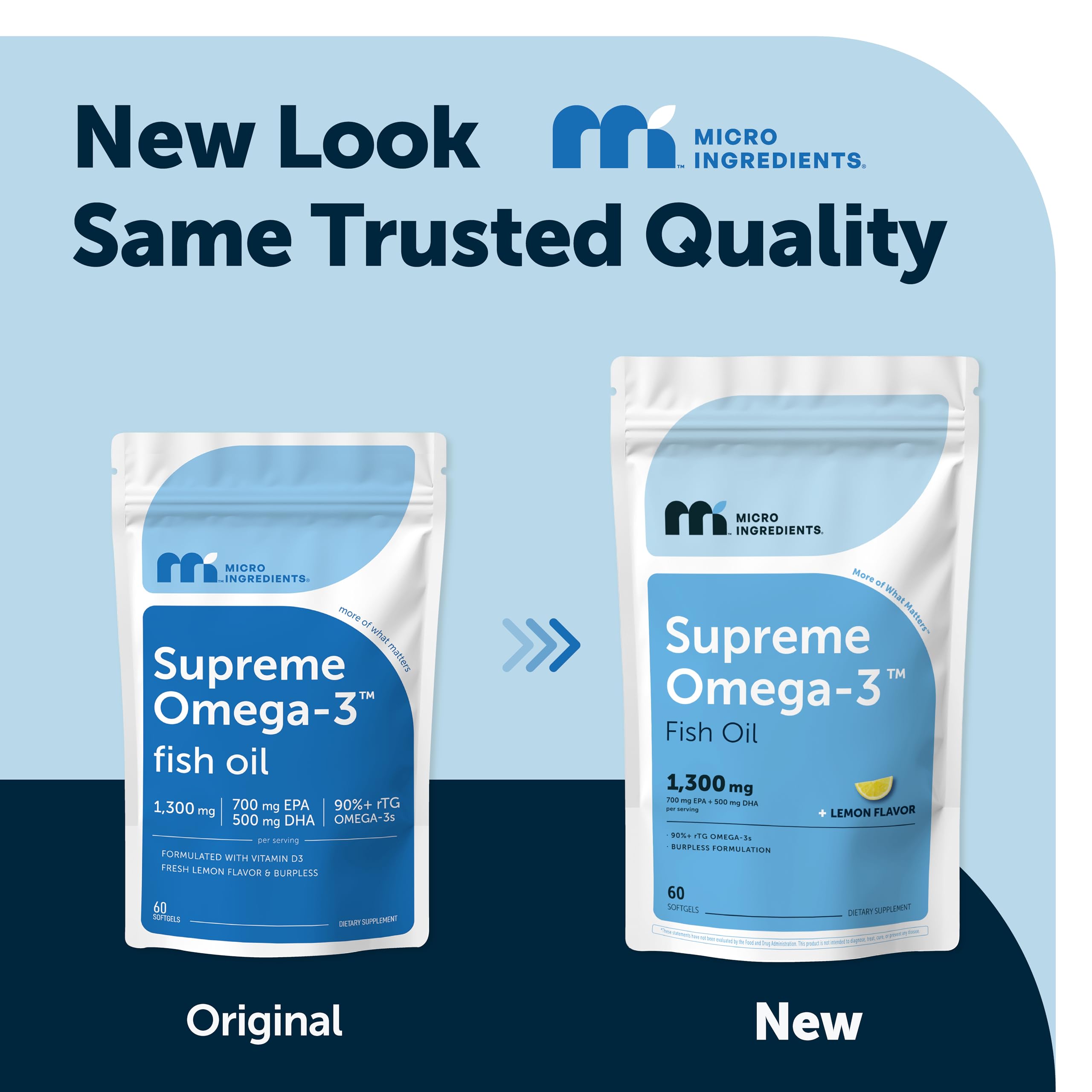 Micro Ingredients Supreme Omega-3 Fish Oil w/Ultra High EPA & DHA, Burpless Softgels | rTG Omega-3 with Vitamin D3 | Wild-Caught Cold Deep-Sea Fish | Lemon Flavor, Easy to Swallow, 60ct — Amazon image 2