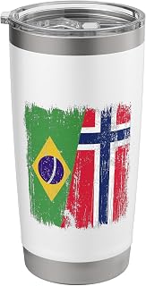 Brazil Norway Half Flag Brazilian Norwegian Ancestry Stainless Steel Insulated Tumbler
