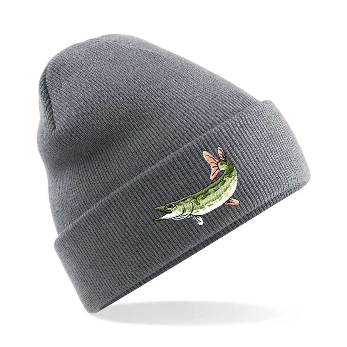 HiViz Kings Pike Fishing Premium Embroidered Beanie Hat 5 Colours to Choose (Grey)