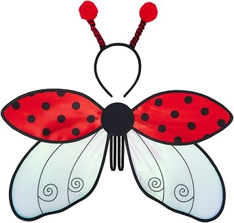 Halloween Ladybug Costumes Bumble Bee Wings and Headband Set Costume Accessories for Women