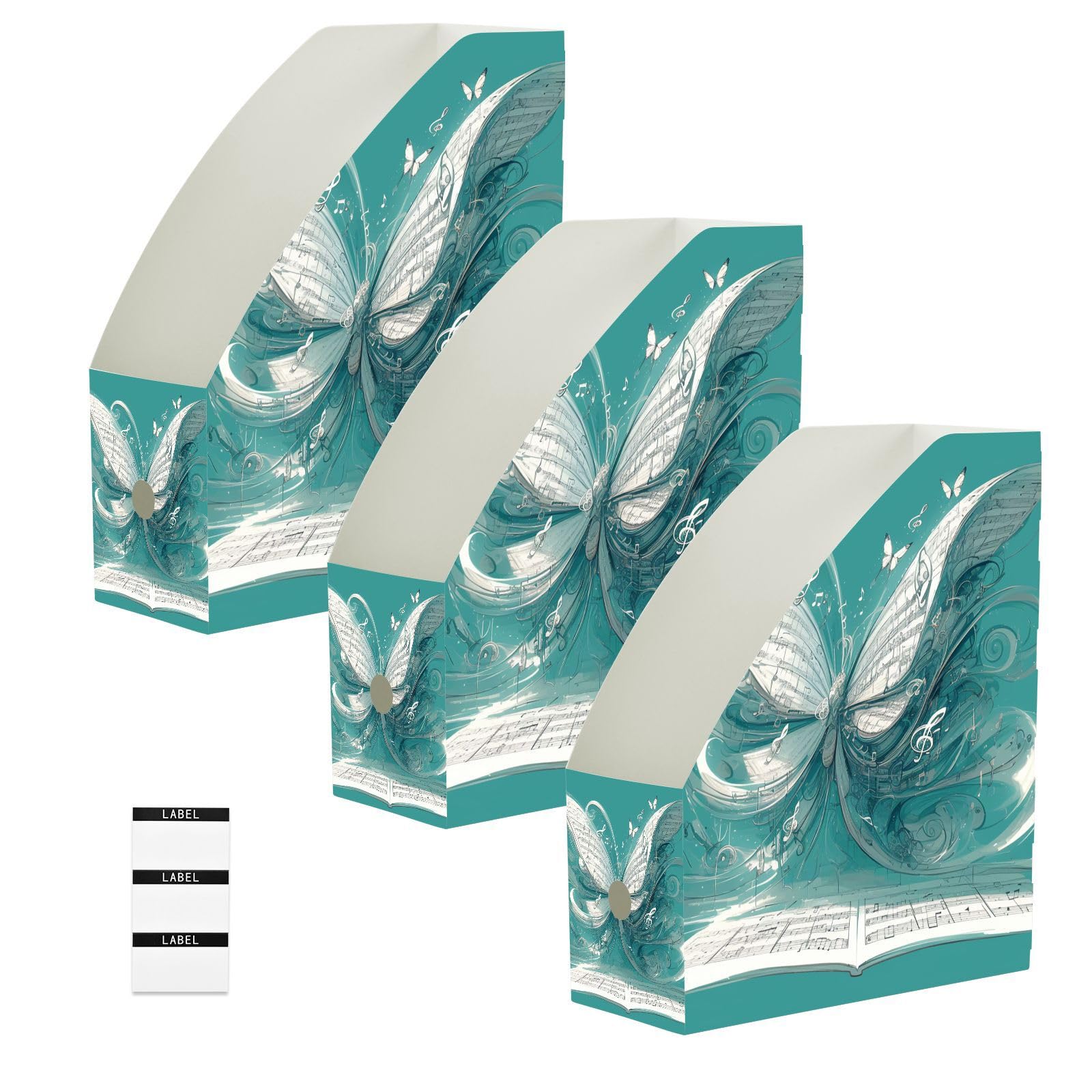 Classeur pliable pour magazines aux notes de musique et motifs argentés de haute finition