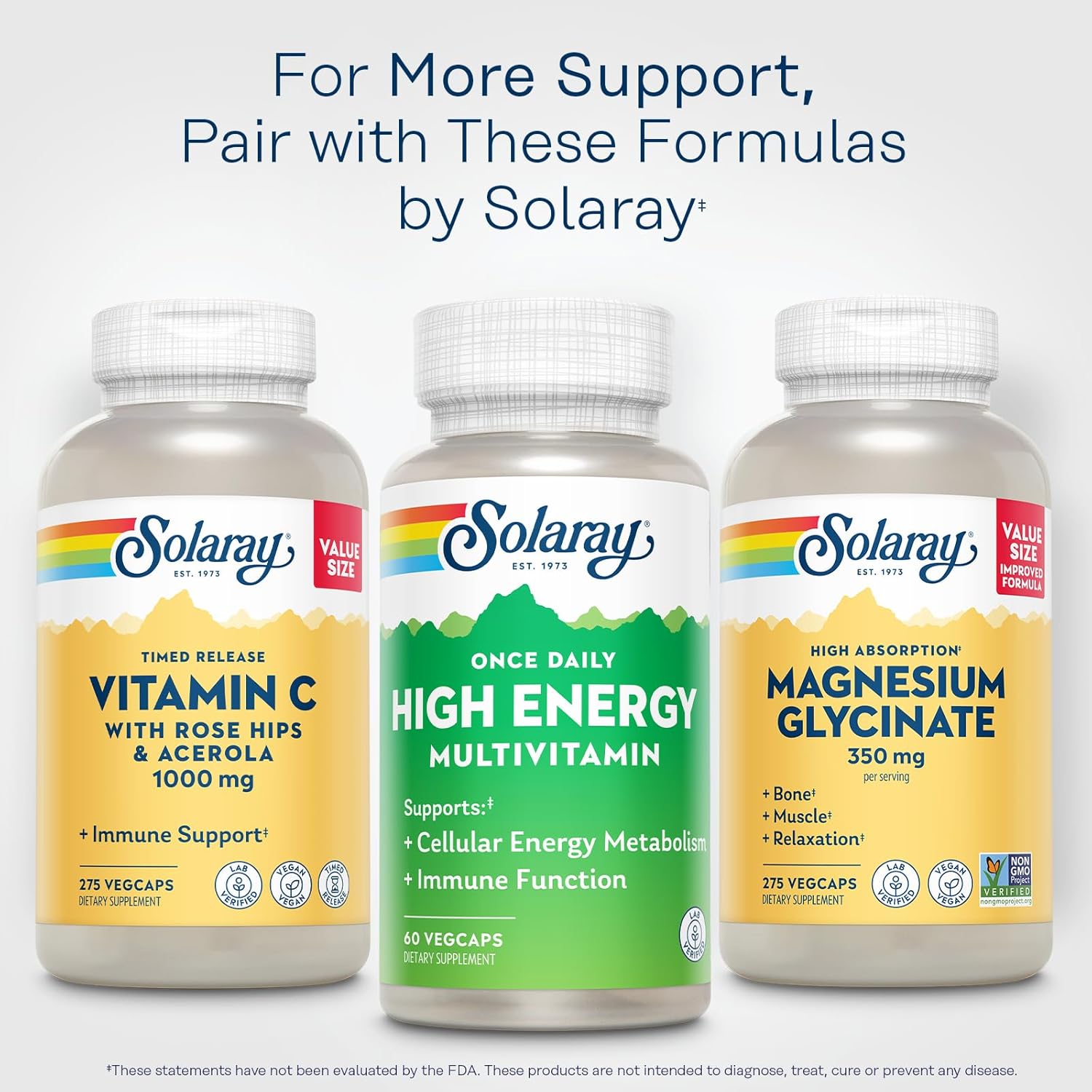 SOLARAY Once Daily High Energy Multivitamin for Women and Men – with Vitamin C, Vitamin D and Whole Food & Herb Base - Cellular Energy Metabolism & Immune Function Support – 60 Servings, 60 VegCap - Image 6