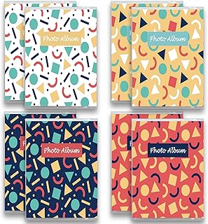NICKANG Small Photo Albums 4x6 | Holds 36 Photos | Set of 8 | Clear View Cover with Removable Decorative Inserts, 4x6 Mini Photo Book Albums, 4 by 6 Photo Albums for Pictures. (Simple Pattern)