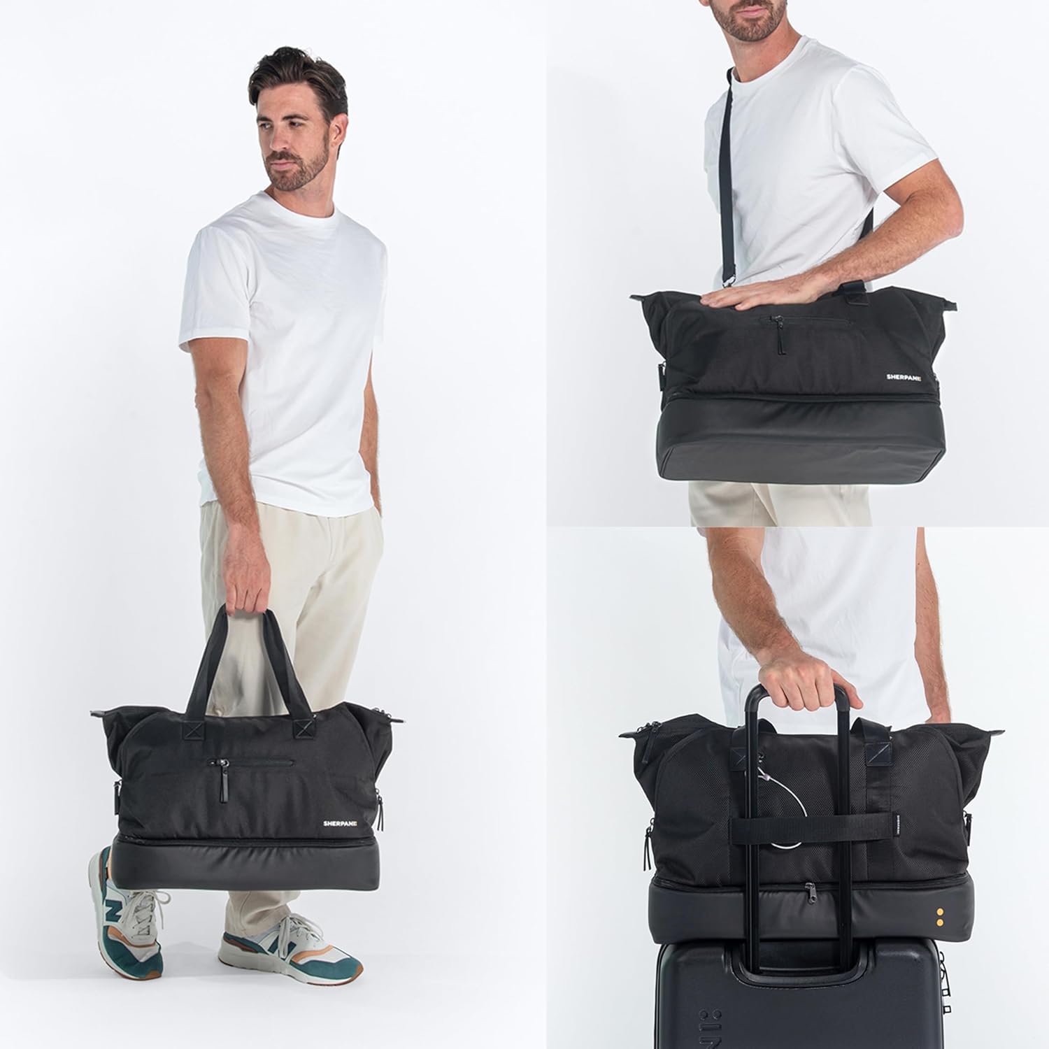 Sherpani Boston, Anti Theft Weekender Bags, Travel Duffel Bag, Carry On Tote Bag with Removable Shoe Bottom Compartment