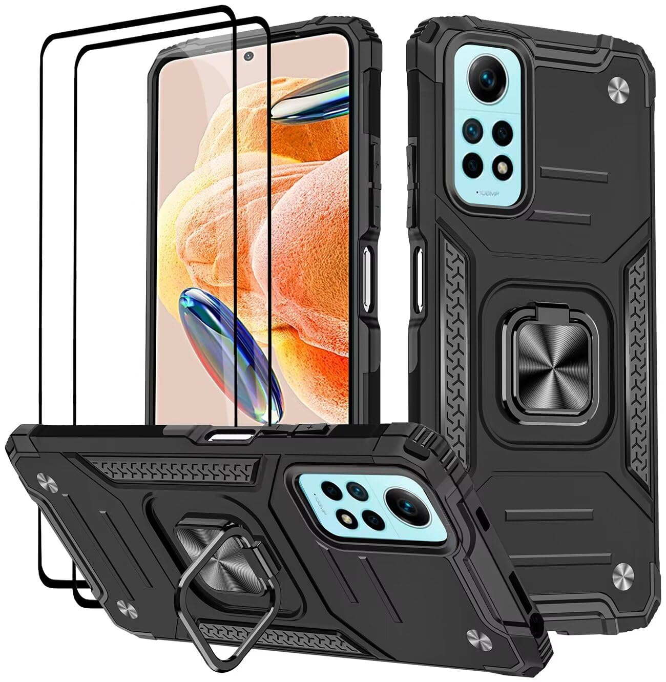 Coque + 2 Verres Trempés Pour Xiaomi Redmi Note 12/11 Series - Anti-Choc Magnétique - Neuf