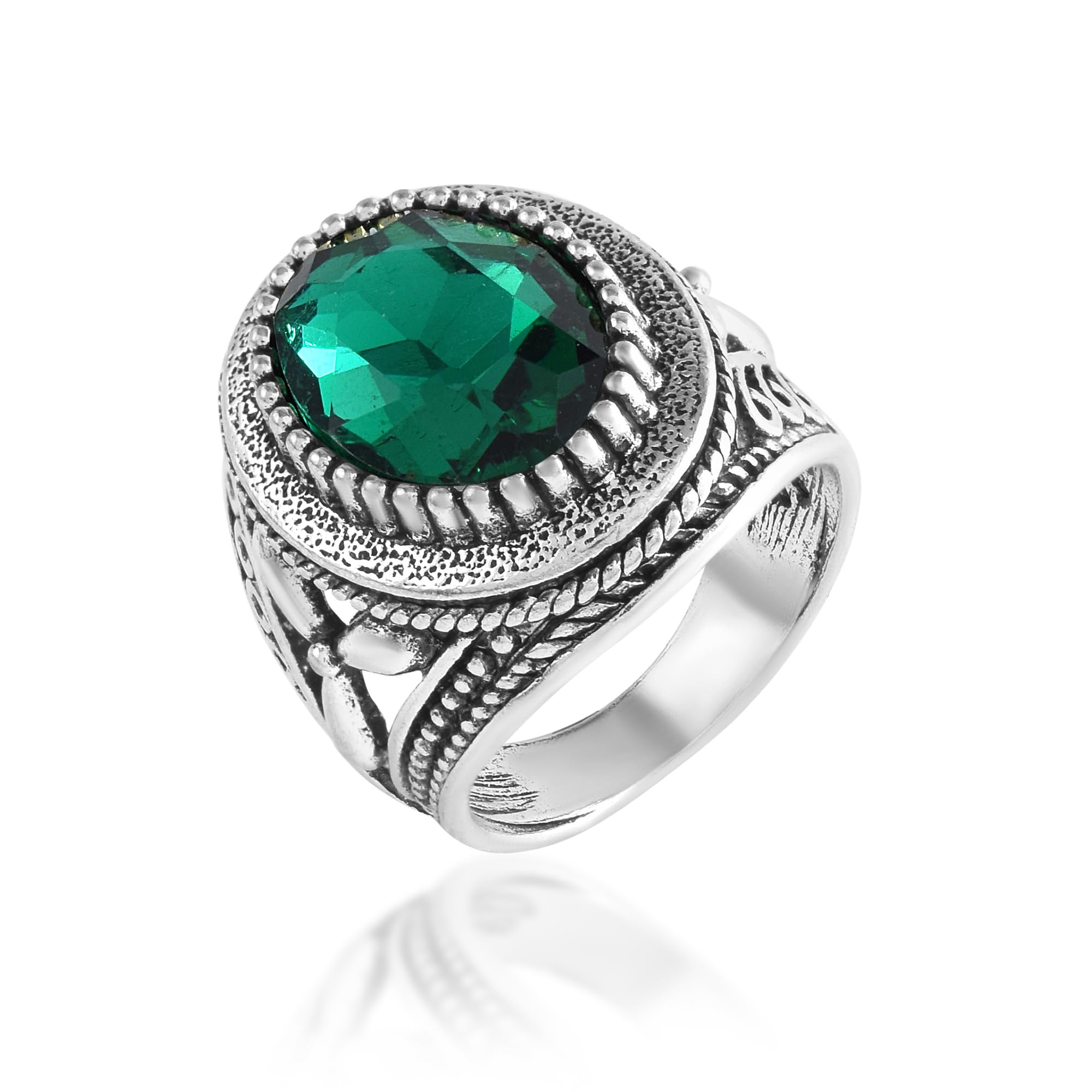 Memoir Oxidised silver Brass Faux Created Emerald PANNA astrology use Fashion finger ring Jewellery Men (ORNI8254) (B0CR7P1KN2) Amazon Price History, Amazon Price Tracker