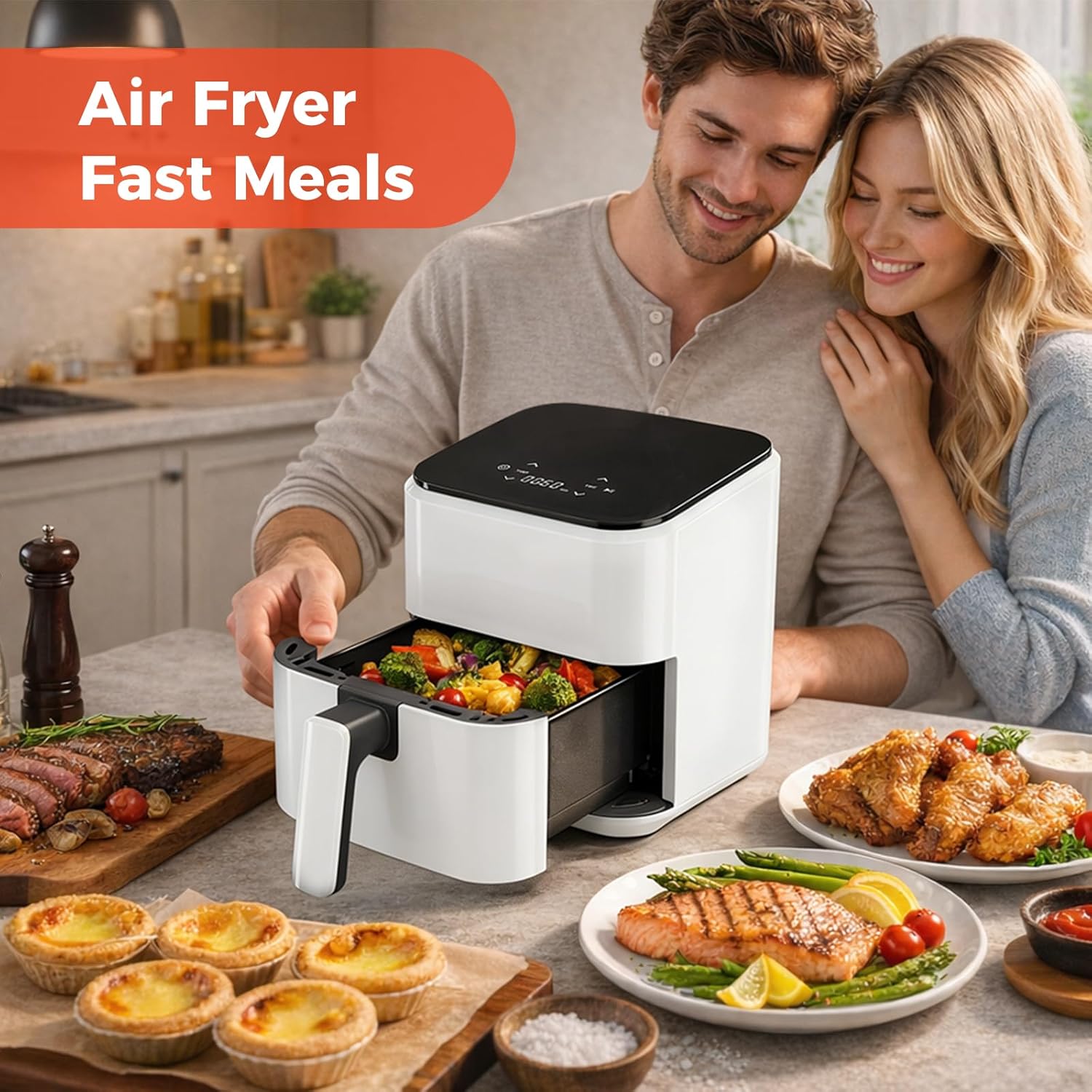 NEWBULIG Air Fryer, Compact Digital 3 Qt Airfryer with Nonstick Plate & Dishwasher Safe Basket, Quick Easy Meals, Features Auto Shutoff and Simple Touchscreen, Ideal for Small Spaces