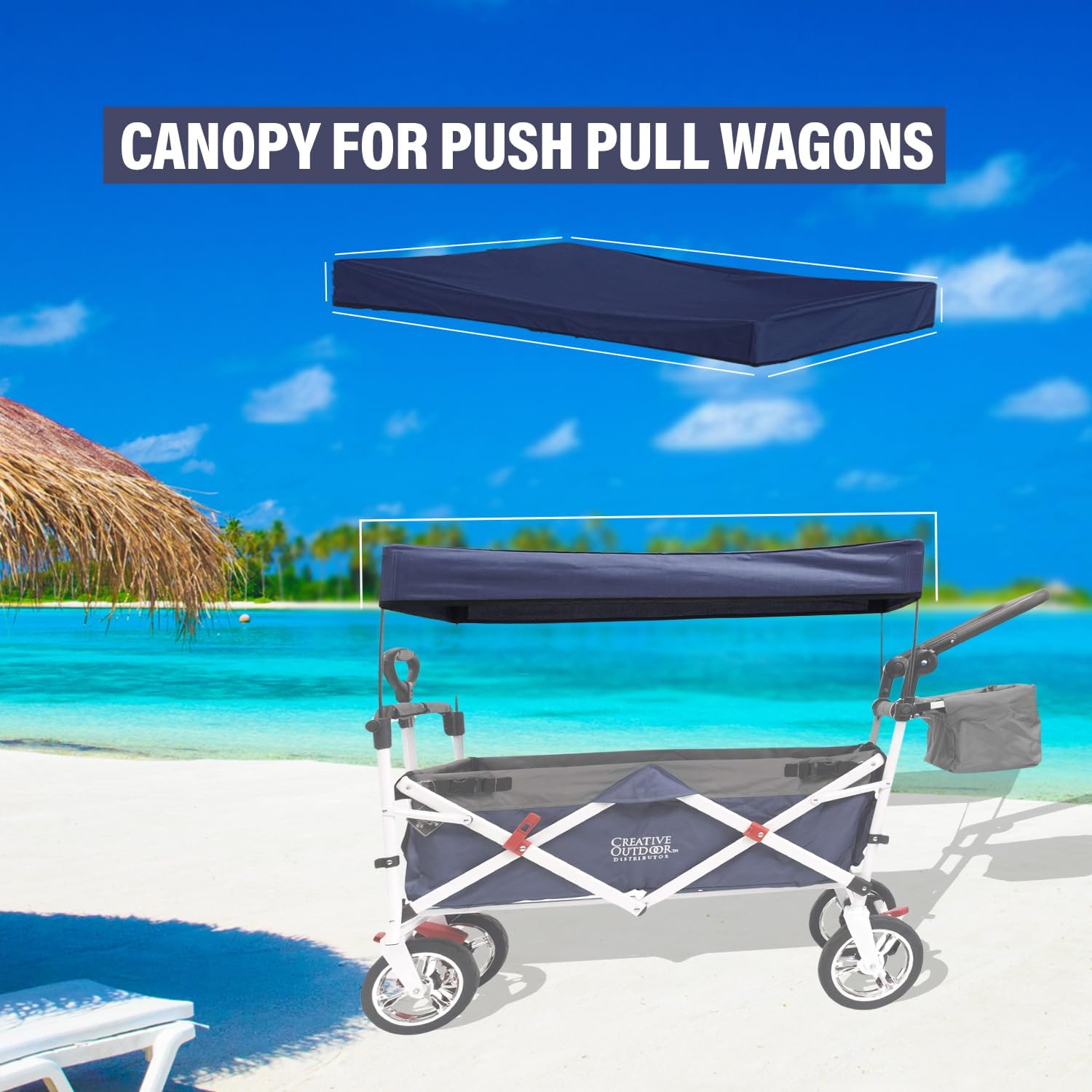 Creative Outdoor Distributor Removable Canopy for Push Pull Wagons | Accessory (Navy Blue)